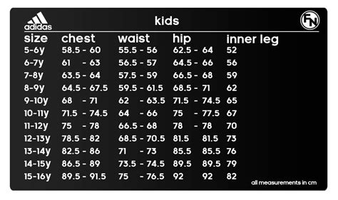 boys adidas size chart